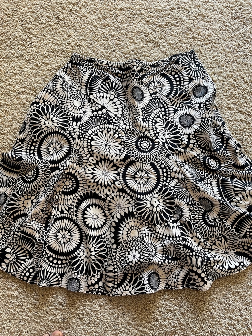George Black & White Floral Medallion A-Line Skirt